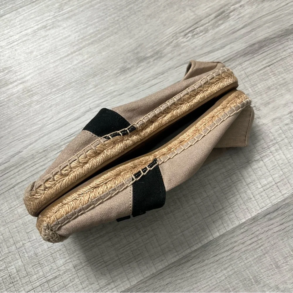 TORY BURCH WESTON ESPADRILLES Beige and Black Flats 6.5